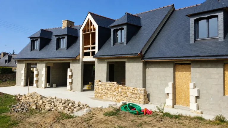construction maison neuve - habillage pierres